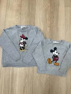 お揃い　ミッキー・ミニー刺繍セーター 100cm 120cm