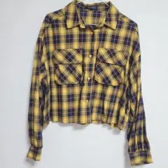 CHIP CLIP チェック柄シャツ　Ｍ　ショート丈