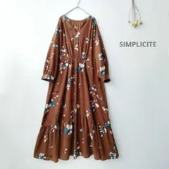 シンプリシテェ◉ギャザーティアードワンピース　美品　B.C.STOCK　花柄