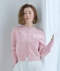 胸ポケットニットカーディガン