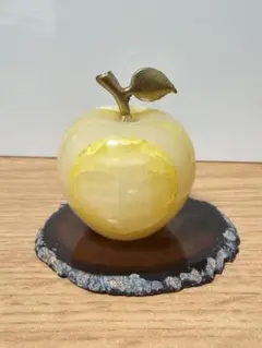 【金運・成功】イエローオニキス リンゴ ＆ 瑪瑙スライス プレートセット