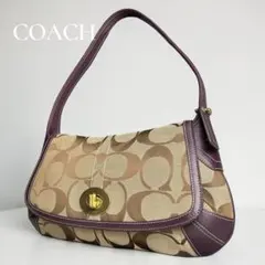 希少！COACH コーチワンショルダーターンロック パープル11257