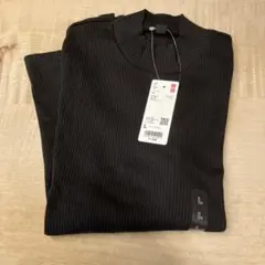 【新品】ユニクロ リブ ハイネックT 長袖 Lサイズ （ブラック）
