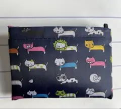 ⭐️【新品・複割】ネコエコバッグ トートバッグ 軽量コンパクト ［ネイビー・L］⭐️