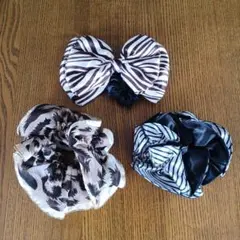 【値下げ】ヘアアクセサリー３点セット　シュシュ　大きめリボンヘアゴム　新品未使用