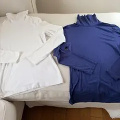 ユニクロヒートテックタートルネック　ブルーM ジャージータートルネック白Mセット