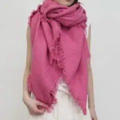 美品 アソースメレ レーヨン リネン シルク ストール 大判 ピンク 美品 アソースメレ レーヨン リネン シルク ストール 大判