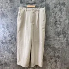 ✨GU✨ジーユー♡タックワイドパンツ♡ストレッチ有♡ベージュ♡メンズ(L)
