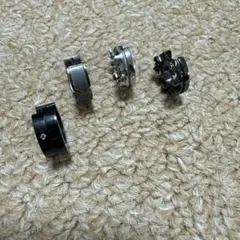 リングピアス 4点セットブラック シルバー メンズ レディース アクセサリー