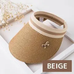 サンバイザー ベージュ 麦わら帽子 ゴルフ アウトドア 海 プール 旅行 新品