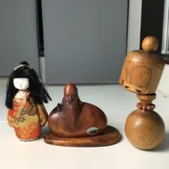 No.169 こけし 日本人形 木製人形3体セット