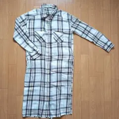 LOWRYS FARM 長袖ロングワンピースシャツ チェック M カジュアル