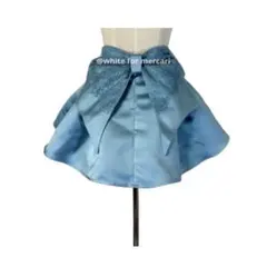 イタリア製 定価7万 綺麗色ブルー レース装飾ビッグおりぼんフレアミニスカート