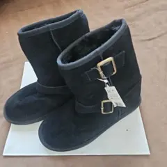 未使用　黒 スエード ブーツ バックル付き