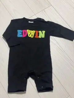 【80cm】EDWIN 黒 ロンパース カラフルロゴ
