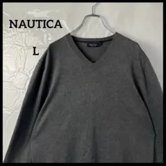 T*a様 Vネック　ニット　NAUTICAノーティカ　グレー灰色　刺繍ロゴ　コッ
