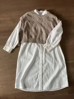 グローバルワーク シャツワンピース ニットベスト付き 130