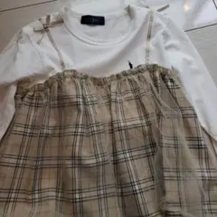 EAST BOY チェック柄スカート付きTシャツ