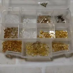イヤリング、ピアス用金具セット（ゴールド・クリア）ニッケルフリー