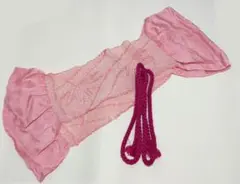 帯揚げと帯紐のセット　紅葉の絞り　ピンク色