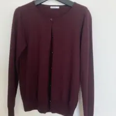 イトキン　シックなウール　ワイン色カーディガン　Mサイズ