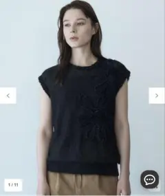 自由区【ハイライン】フラワーモチーフプルオーバーニット