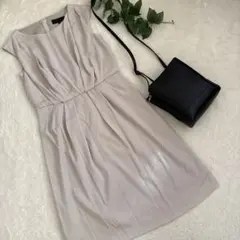 【美品】アンタイトル　UNTITLED ベージュ ドレープワンピース サイズ2