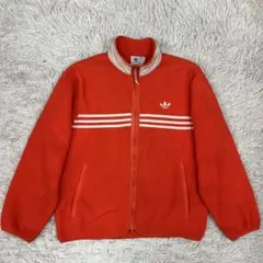 adidas オレンジ フリース ジップアップジャケットメンズL Ｐ-61