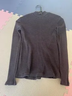 ハイネック リブニット 長袖 ブラック M