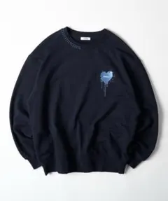 oncily ハートロゴステッチスウェット ペ アルック ブラック