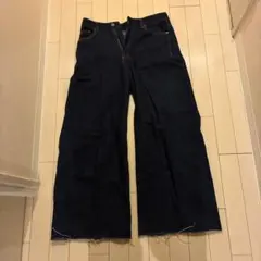 ダークブルーワイドレッグデニム