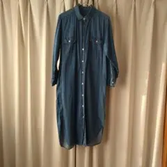 デニム 長袖シャツワンピース