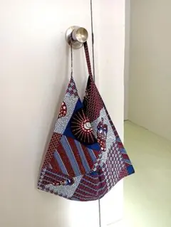 [ハンドメイド] アフリカ柄 パッチワーク風 トートバッグ エコバッグ 2way