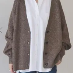 AMERICAN HOLIC バイパチラメ入りVネック片畦ニットカーディガン