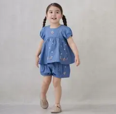 petitmain いちご刺しゅうパフチュニック いちご刺しゅうバルーンパンツ