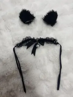 ふわふわ猫耳 ♡ 鈴チョーカーセット❤︎ 黒・ピンク 鈴付き プリ用 コスプレ用