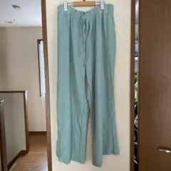 新年セール‼️ミントグリーン ワイドパンツ ゴムウエスト