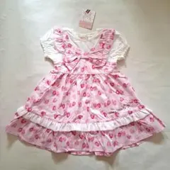 クーラクール　いちご柄 フリル付きワンピース 95