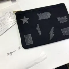 新品未使用 agnès b. ブラック グラフィックポーチ アニエスベー