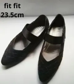 fitfit フィットフィット　パンプス ブラック　ポインテッドトゥ　メッシュ調のサムネイル