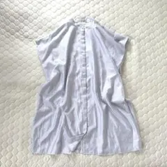 【美品】BEARDSLEY バンドカラーシャツワンピース　ストライプ　パープルのサムネイル