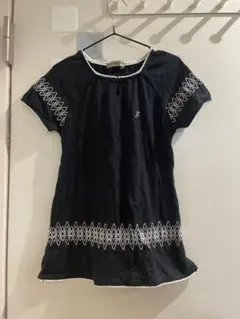 2000s当時物子供服　コシノジュンコ上品刺繍半袖ワンピース　薄手ストレッチ素材のサムネイル