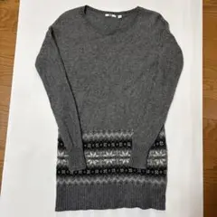 UNIQLO ユニクロ ノルディック柄 ニット M グレー 長袖