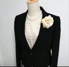 ブラックジャケット ワンピース 　白系　フォーマル　15AR 大きいサイズ