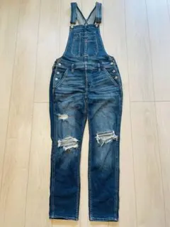 American Eagle デニムサロペット ダメージ加工 Sのサムネイル