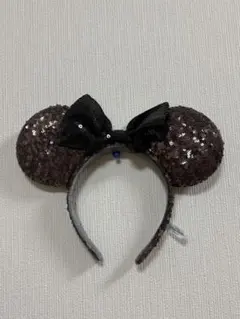 ミッキー耳カチューシャ 黒 スパンコール
