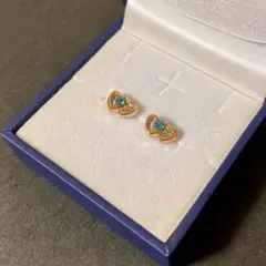 樹脂ピアス　3月誕生石　アクアマリン風　オープンハート　ブルー　ゴールド　水色