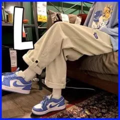 ワイドパンツ ボトムス コーデュロイ ストレートパンツ ベージュ L