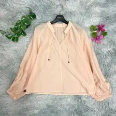 【MORABITO】美品 日本製 シルク混 ボリューム袖 ブラウス 牛革 38のサムネイル