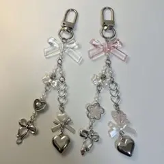 ハンドメイド ビーズキーホルダー チャーム 2点セット